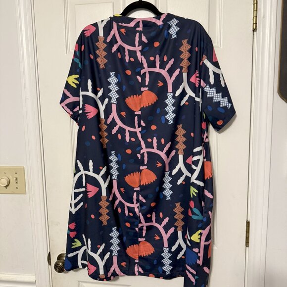Unbranded Womens Funky Summer Dress | Blue | 2XL | Buttons - Picture 3 of 4